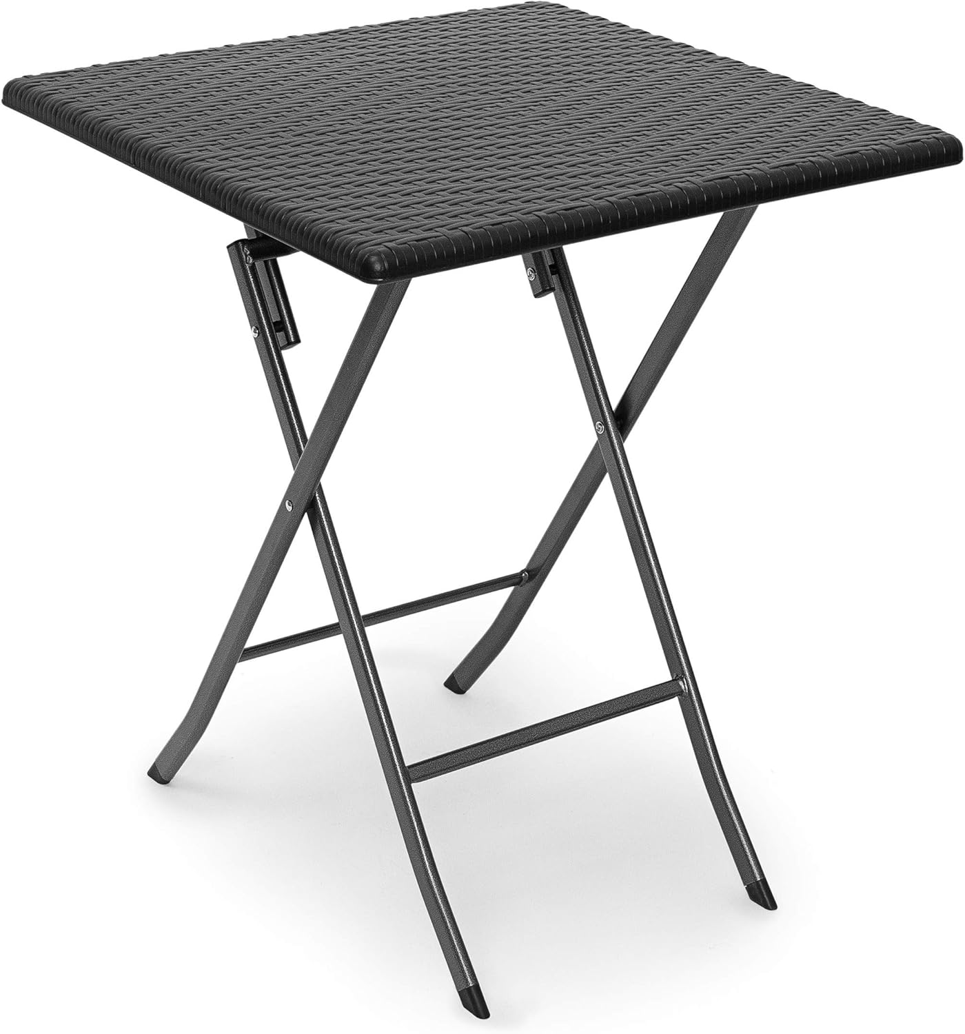 Tavolo quadrato pieghevole da campeggio effetto rattan 74 x 61.5 x 61.5 cm colore nero