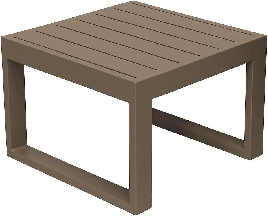 Tavolino basso da esterno in alluminio 45 cm per lettino giardino e terrazza colore taupe