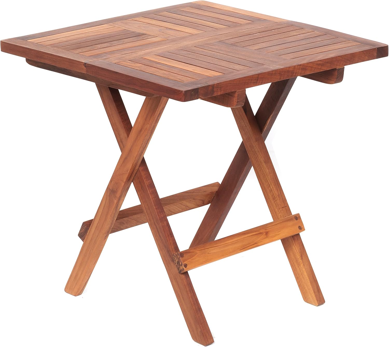 Tavolino quadrato pieghevole in teak 50 x 50 x 50 cm colore marrone per giardino e balcone