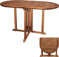 Tavolo ovale pieghevole in legno eucalipto 120 x 70 x 73 cm per giardino e balcone